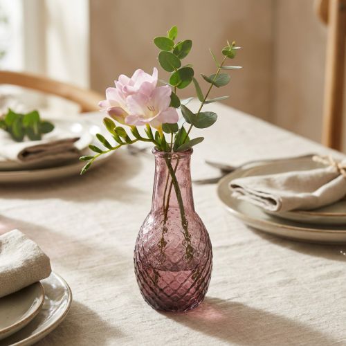 Article Mini vase en verre violet avec motif losanges Ø6cm H12cm
