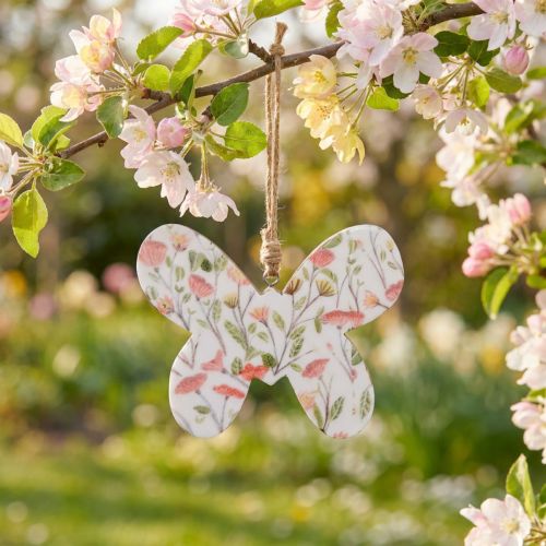 Décoration Papillon en Bois avec Motif Fleuri 15x12x2 cm | Floristik24.fr