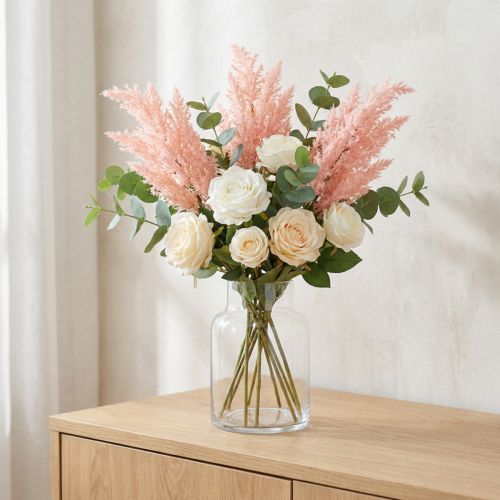 Kunstpflanze Astilbe Décorative en Bouquet, Rose Clair, H38 cm, Lot de 5 | Floristik24.fr