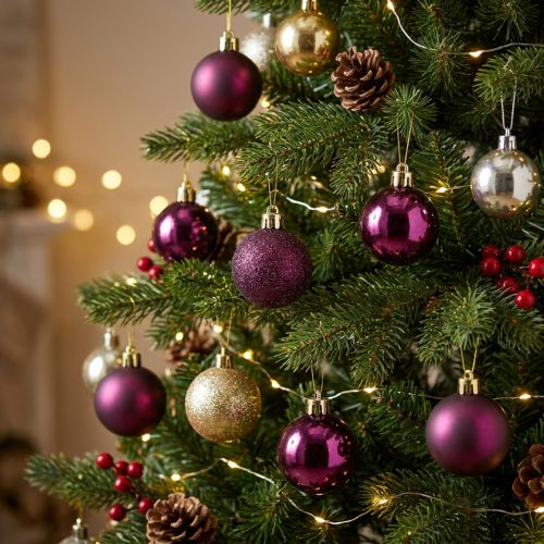Boules de Noël miniatures en plastique violet Ø3cm - Lot de 14 | Floristik24.fr