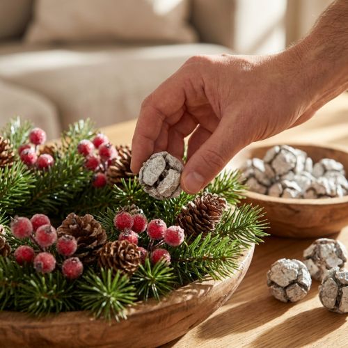 Cônes de Cyprès Blanchis 3cm 500g | Floristik24.fr