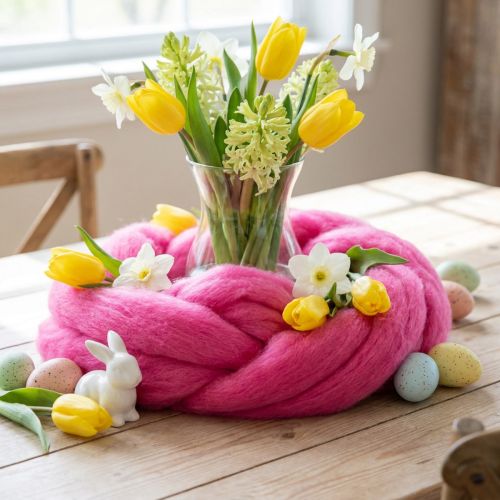 Mèche en laine rose fuchsia 10 m – 100 % laine de mouton | Floristik24.fr