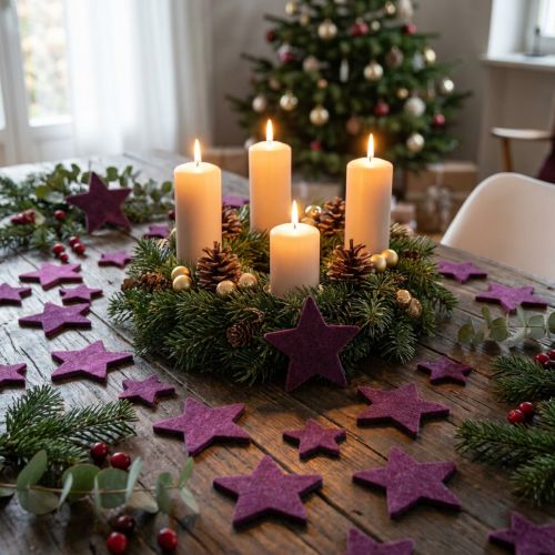 Étoiles en Velours Violet Baie – Décoration de Noël, Set de 40, 4 et 5 cm | Floristik24.fr