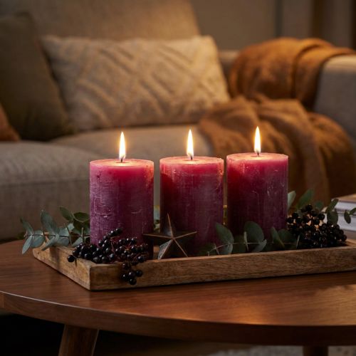 Bougies cylindriques lilas 