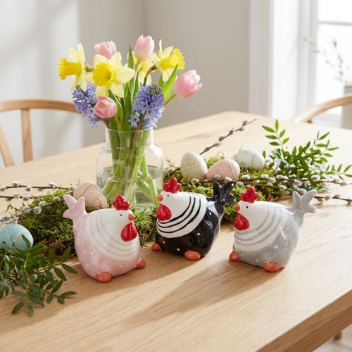 Figurines décoratives de poules en céramique 8,5 cm – Lot de 3 | Floristik24.fr