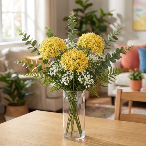 Fleurs artificielles Allium décoratif jaune 70 cm - Lot de 3 | Floristik24.fr