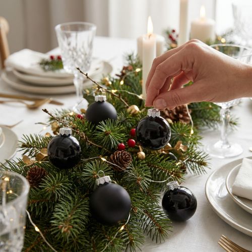Boules de Noël noires en verre mini mat brillant Ø3cm 22 pcs | Floristik24.fr