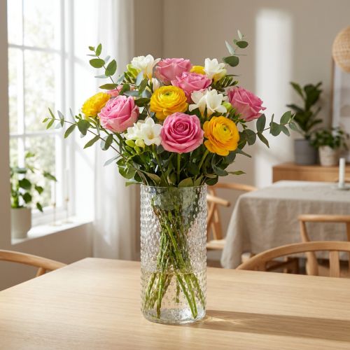 Article Vase en verre transparent à motif ovale en relief, Ø11,5 cm, H23,5 cm