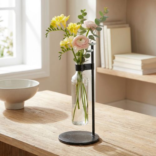 Vase décoratif suspendu avec support en métal noir Ø16 cm | Floristik24.fr