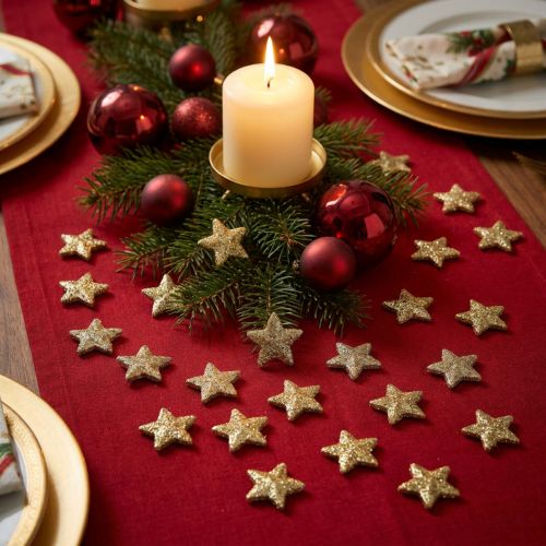 Étoiles décoratives en plastique doré à paillettes 1,5 cm - Lot de 144 | Floristik24.fr