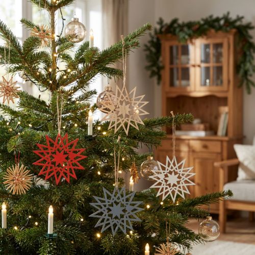 Étoiles en Bois à Suspendre pour Décoration de Noël – Lot de 8 | Floristik24.fr