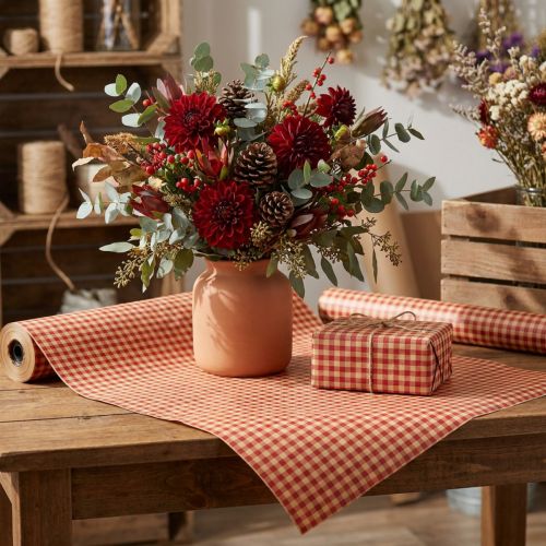 Rouleau de papier floral à carreaux rouge, 50 cm, 5 kg | Floristik24.fr
