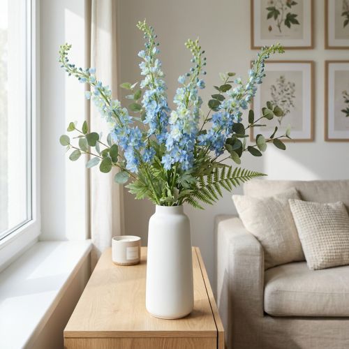 Delphinium artificiel bleu clair 130 cm en polyester | Floristik24.fr