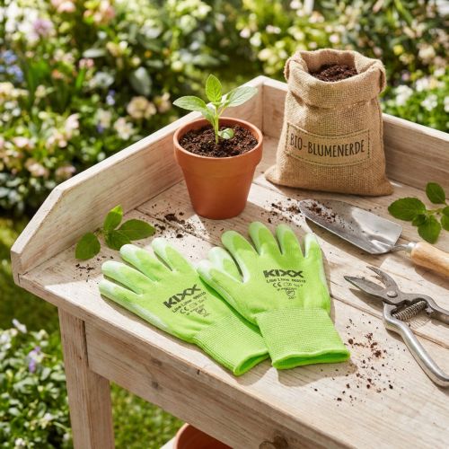 Gants de jardinage Kixx taille 7 vert clair et citron vert | Floristik24.fr