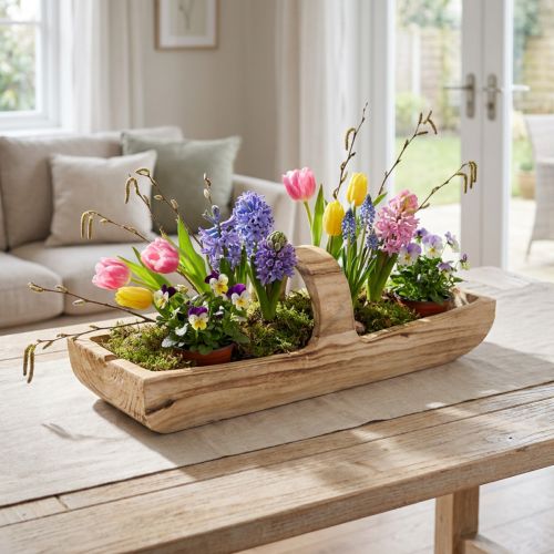 Article Panier en bois avec anse Paulownia 56×16cm H16cm