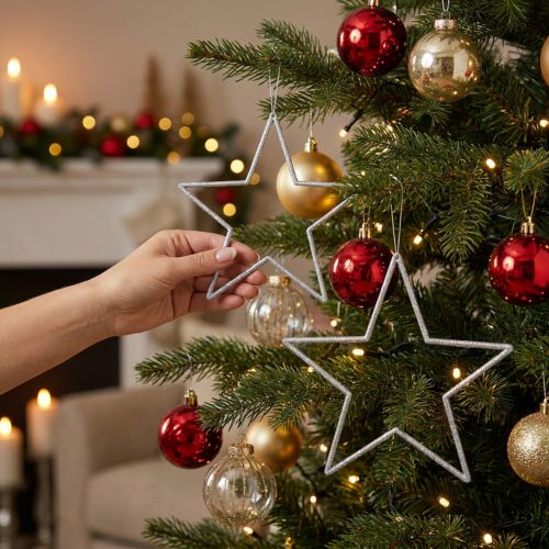 Décoration étoiles argentées à