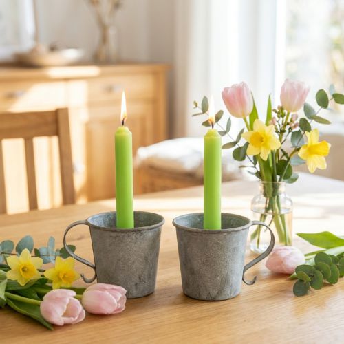 Chandeliers Vintage en Métal en Forme de Tasse - Gris Ø7cm H6cm (Lot de 2) | Floristik24.fr