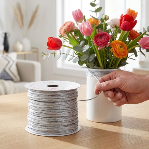 Fil métallique décoratif enroulé 50 m argenté | Floristik24.fr