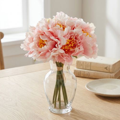 Bouquet de pivoines artificielles roses 28 cm – 7 tiges | Floristik24.fr