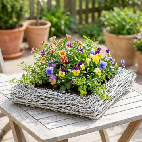 Coussin de plantation en branches lavées blanc 40x40cm | Floristik24.fr
