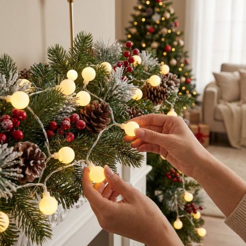 Guirlande lumineuse LED Cerise blanc chaud 9m 120LED | Floristik24.fr