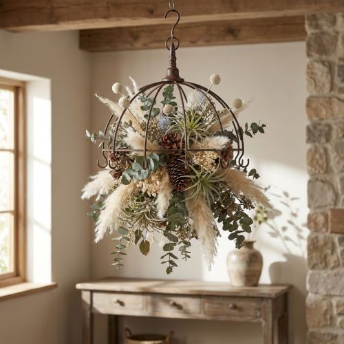 Couronne Métallique Suspendue Rouille Ø31cm x H31cm | Floristik24.fr