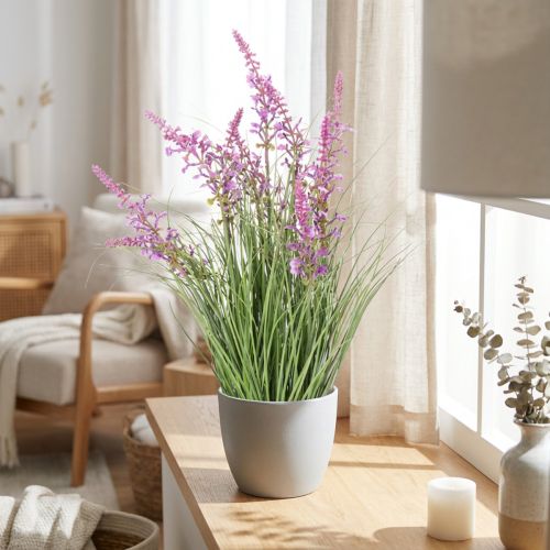 Article Plante artificielle avec fleurs fines en pot – Haut. 67 cm