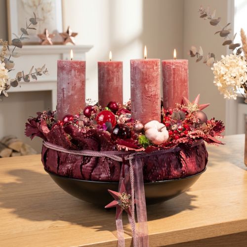 Bougies cylindriques roses effet marbre 85×200 mm – Lot de 2 | Floristik24.fr