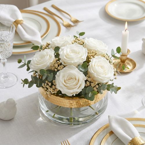 Roses Éternelles Blanches Ø5,5-6cm – Lot de 6 | Floristik24.fr