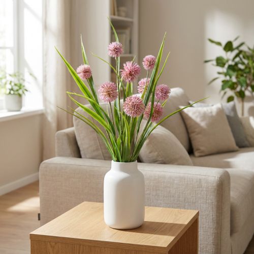 Kugelblume artificielle Allium rose avec tige flexible 45 cm | Floristik24.fr