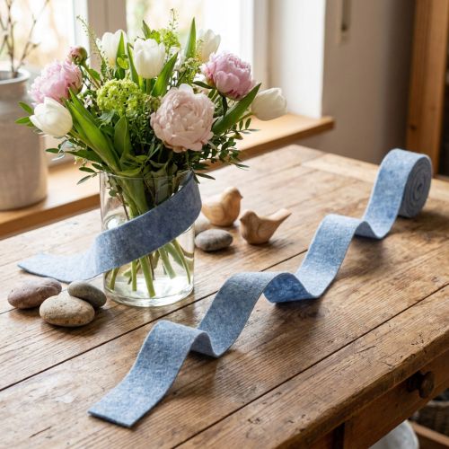 Ruban de feutre bleu, 7,5 cm de large, 5 m de long | Floristik24.fr