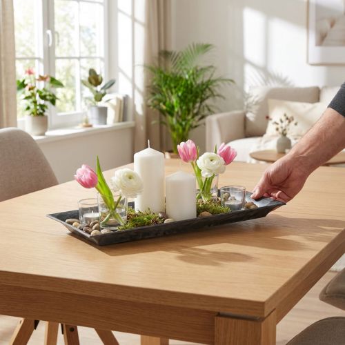 Plateau décoratif marbré anthracite 36x17cm 6pcs | Floristik24.fr