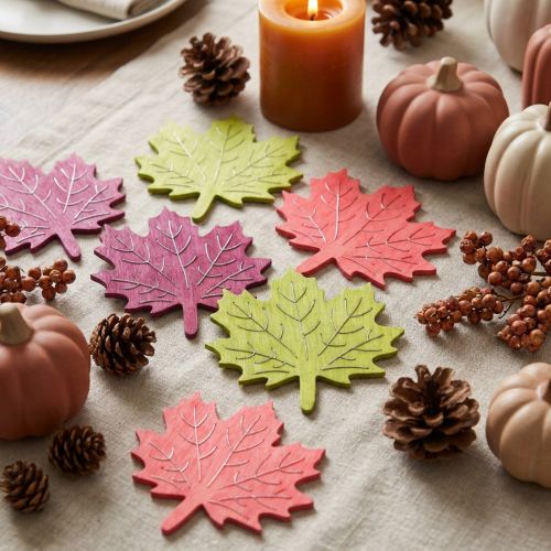 Feuilles d'érable en bois à parsemer, couleurs mixtes, 4 cm, lot de 72 pièces | Floristik24.fr