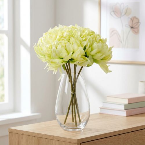 Bouquet de 6 chrysanthèmes artificiels crème et jaune 28 cm | Floristik24.fr