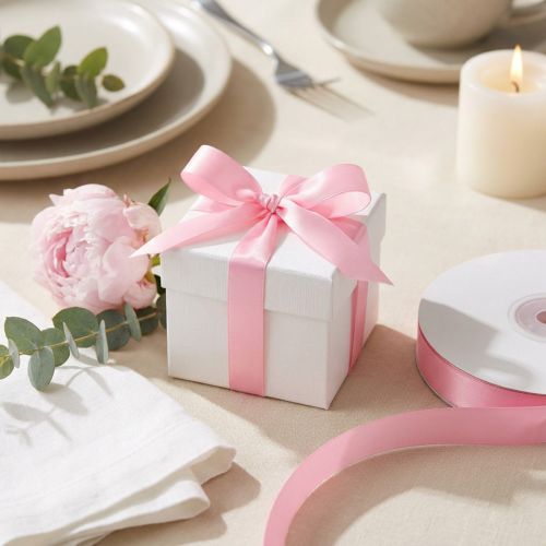 Ruban cadeau et décoration 8 mm x 50 m rose clair | Floristik24.fr