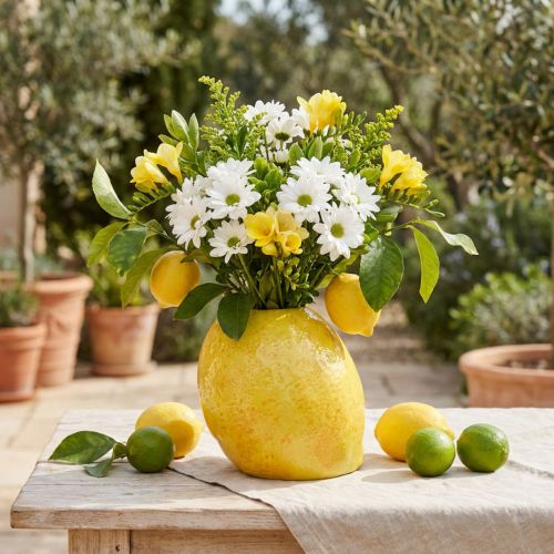 Vase décoratif en céramique citron jaune H19cm | Floristik24.fr