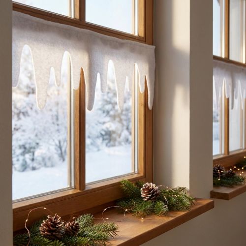 Guirlande en Vlies Neige en Forme de Gouttes 15×180cm – Lot de 2 | Floristik24.fr