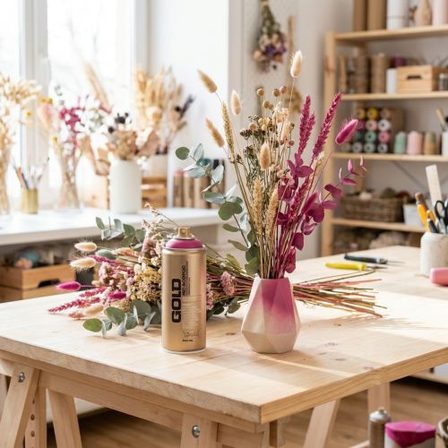 Bombe de peinture acrylique rose satiné Montana Gold 400 ml | Floristik24.fr