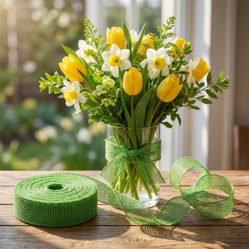 Ruban en Jute Vert 5 cm x 40 m | Floristik24.fr