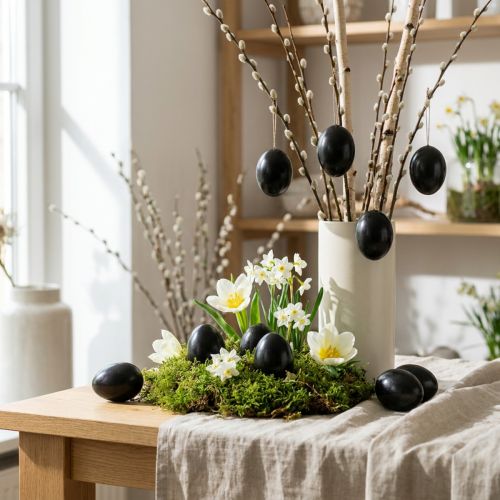 Article Oeufs de Canard Vidés Noirs pour Décoration de Pâques - Lot de 10