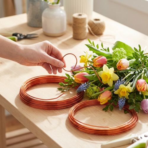 Fil décoratif en aluminium orange, flexible et créatif, longueur 12 m | Floristik24.fr
