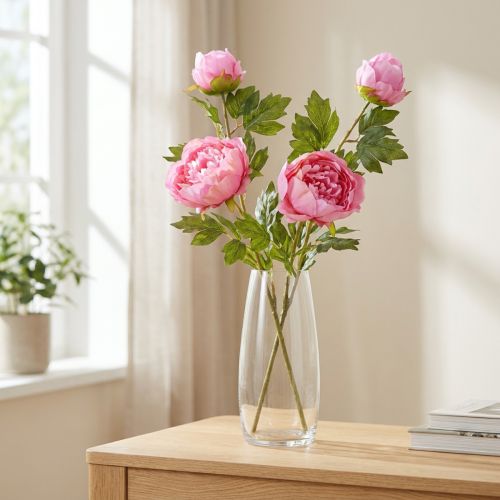 Pfingstroses artificielles roses en bouquet 80 cm - Lot de 2 | Floristik24.fr