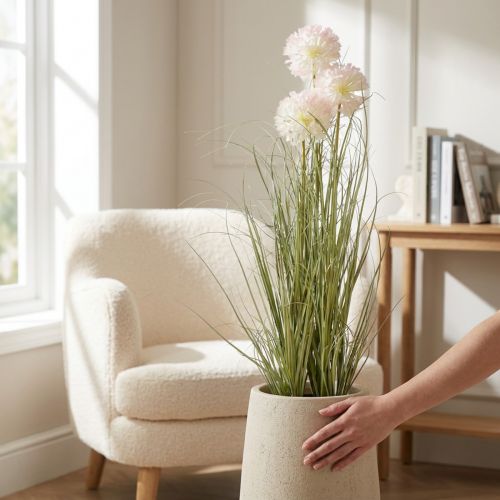 Fleur artificielle Allium blanc en pot - Hauteur 78 cm | Floristik24.fr
