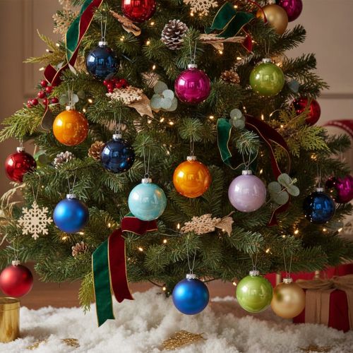 Boules de Noël brillantes, lot de 10, couleurs assorties, 95 mm | Floristik24.fr