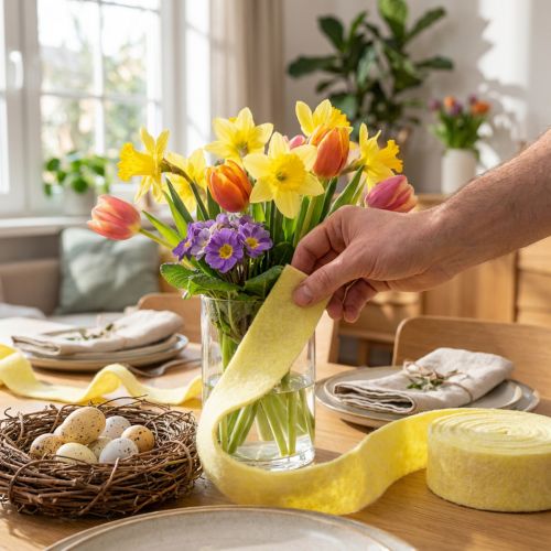 Ruban en feutrine jaune clair 7,5 cm x 5 m | Floristik24.fr