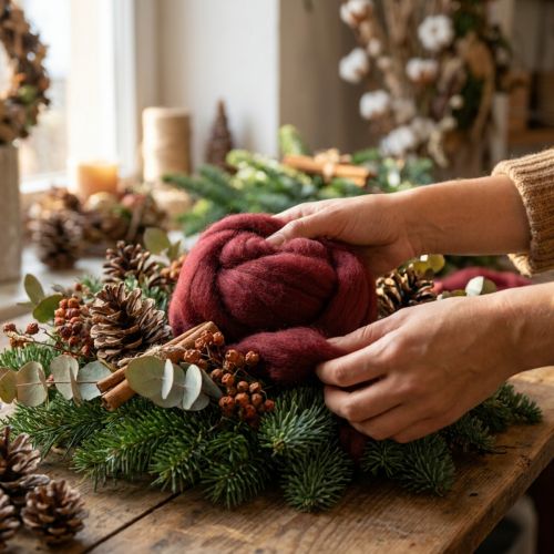 Ruban en laine rouge bordeaux 10 m pour décoration et loisirs créatifs | Floristik24.fr