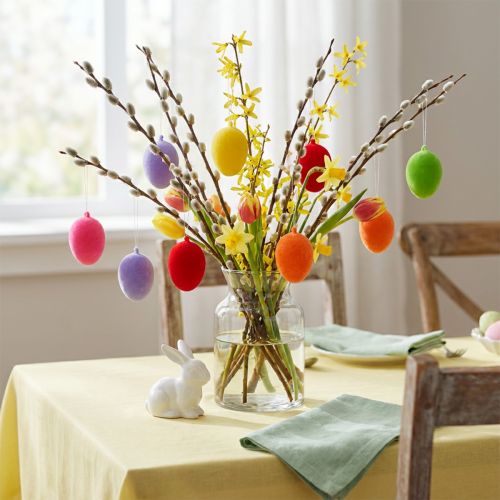 Boules d'œufs décoratives floconnées 4 cm multicolores - Lot de 18 | Floristik24.fr