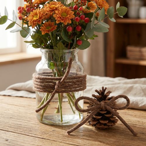 Set de 2 cordelettes en laine marron pour décoration créative 7 m | Floristik24.fr