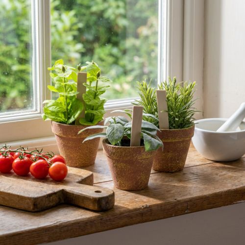 Ensemble de 3 Pots de Plantes Artificielles Aromatiques en Plastique - 15 cm | Floristik24.fr