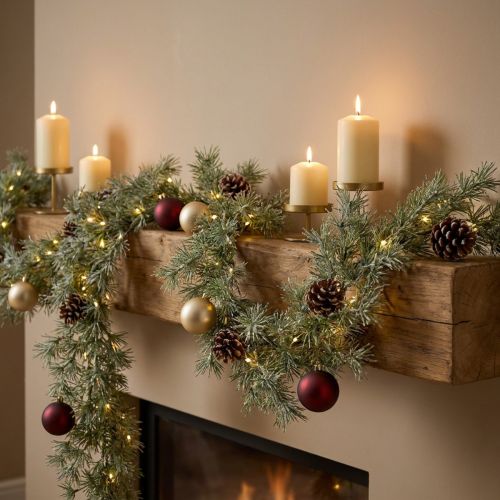 Guirlande décorative en imitation mélèze 250 cm effet givré | Floristik24.fr